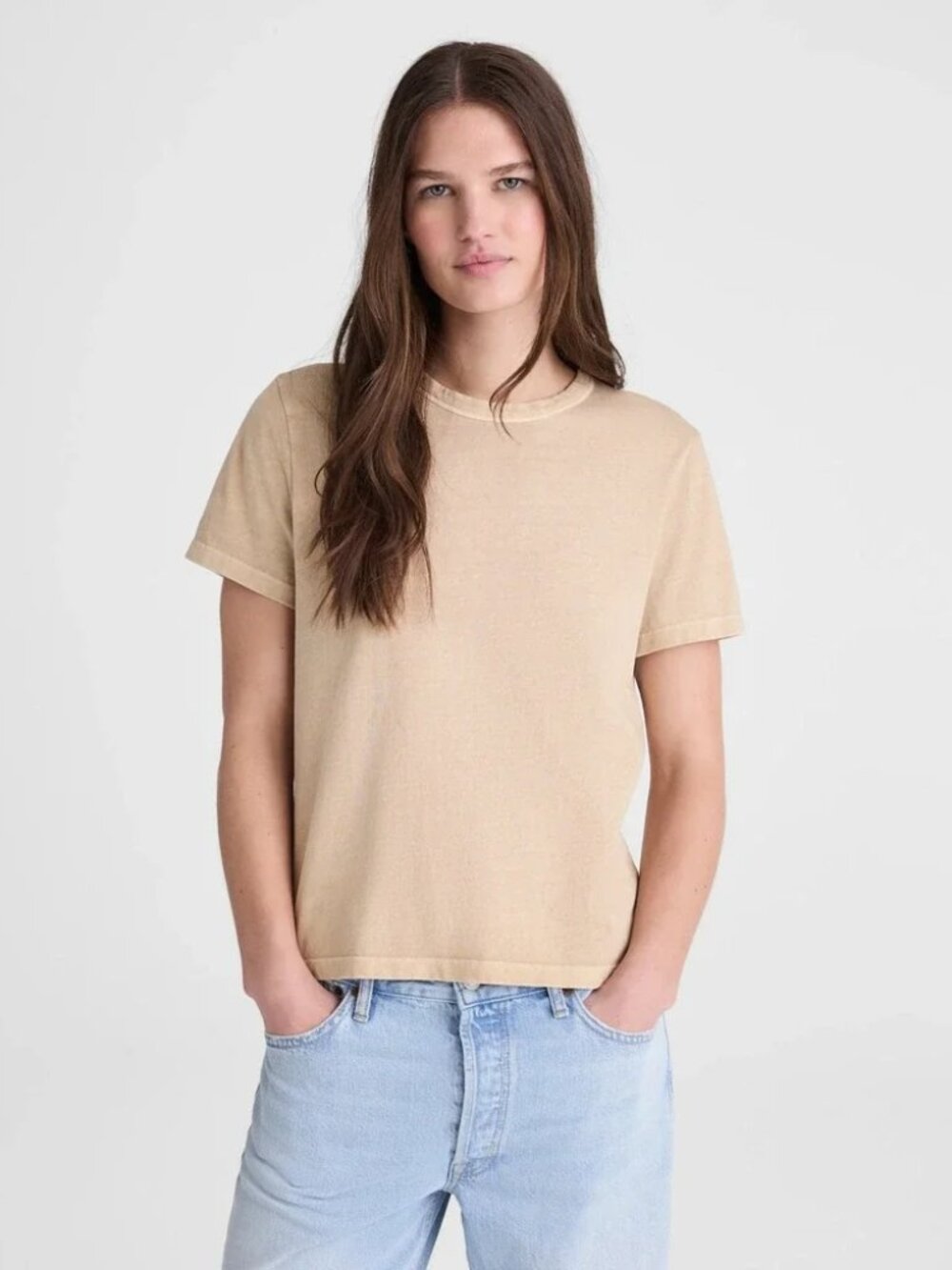 Madewell Tan Perfect Crewneck Short Sleeve Tee XL NWT
